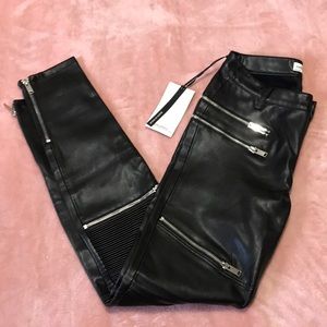 NWT ZARA XS FAUX LEATHER MOTO PANTS
